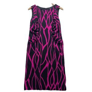David Meister Womens Pockets Black & Pink Sheath Dress Black Size 10